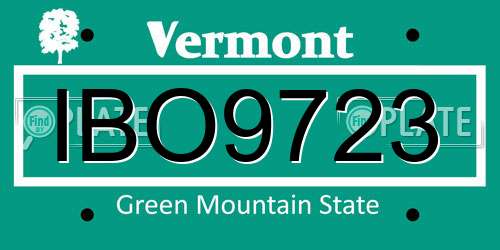 IBO9723 Vermont License Plate