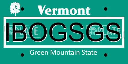 IBOGSGS Vermont License Plate