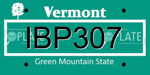 IBP307 Vermont License Plate