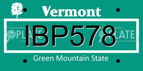 IBP578 Vermont License Plate