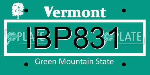 IBP831 Vermont License Plate