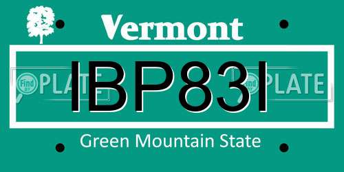 IBP83I Vermont License Plate
