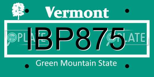 IBP875 Vermont License Plate