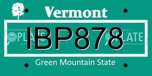 IBP878 Vermont License Plate