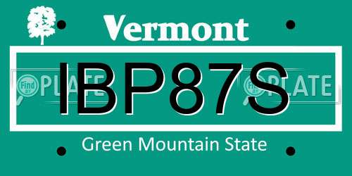 IBP87S Vermont License Plate
