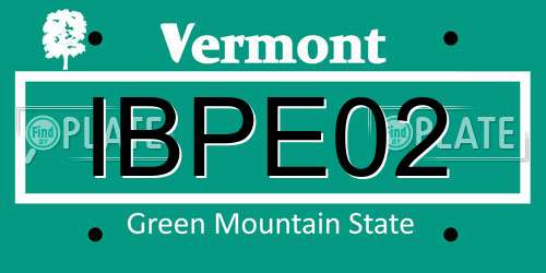 IBPE02 Vermont License Plate