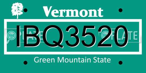 IBQ3520 Vermont License Plate