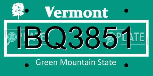 IBQ3851 Vermont License Plate