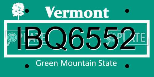IBQ6552 Vermont License Plate