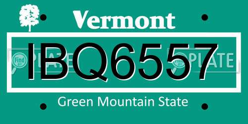 IBQ6557 Vermont License Plate