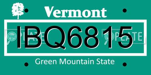 IBQ6815 Vermont License Plate