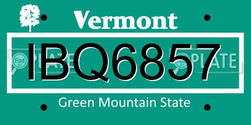 IBQ6857 Vermont License Plate