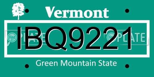 IBQ9221 Vermont License Plate