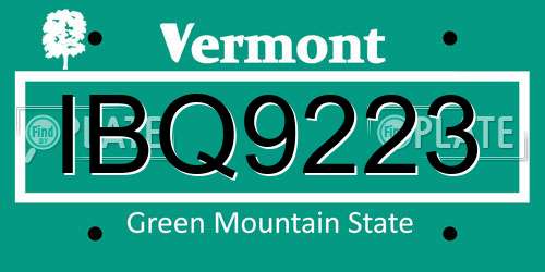 IBQ9223 Vermont License Plate