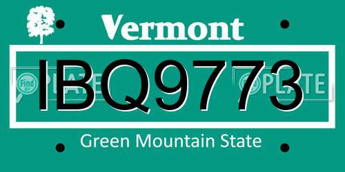 IBQ9773 Vermont License Plate