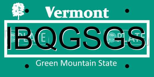 IBQGSGS Vermont License Plate
