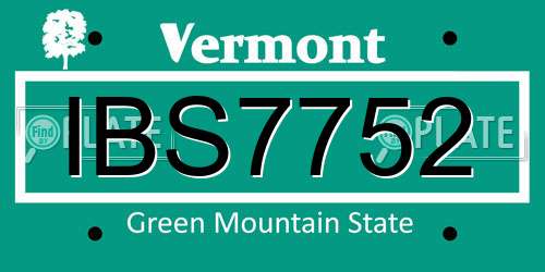 IBS7752 Vermont License Plate