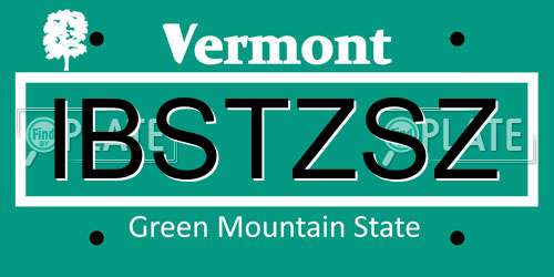 IBSTZSZ Vermont License Plate