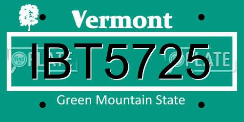 IBT5725 Vermont License Plate