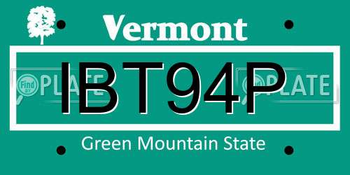 IBT94P Vermont License Plate