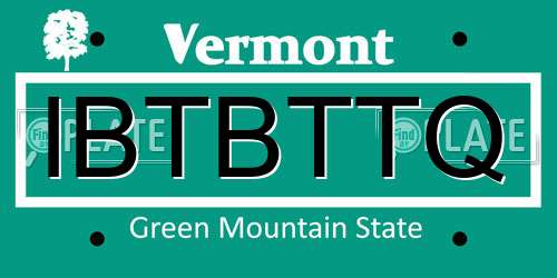 IBTBTTQ Vermont License Plate