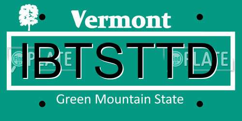 IBTSTTD Vermont License Plate