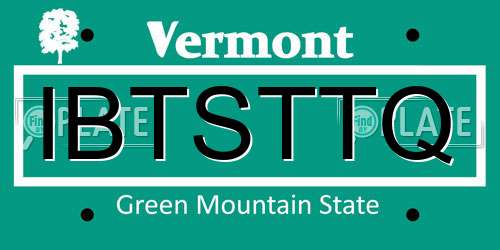 IBTSTTQ Vermont License Plate