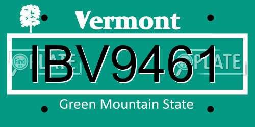 IBV9461 Vermont License Plate