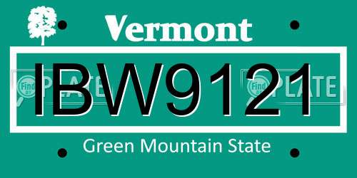 IBW9121 Vermont License Plate