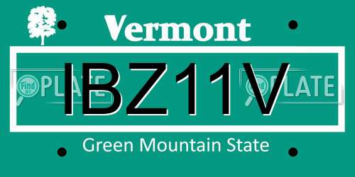 IBZ11V Vermont License Plate