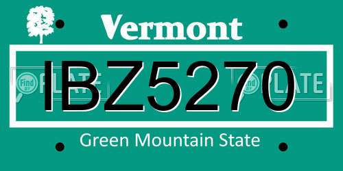 IBZ5270 Vermont License Plate