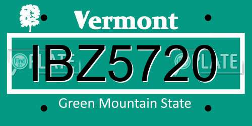 IBZ5720 Vermont License Plate