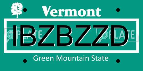 IBZBZZD Vermont License Plate