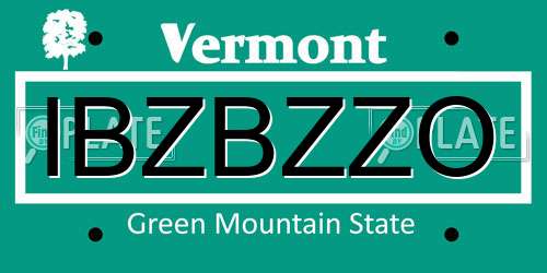 IBZBZZO Vermont License Plate