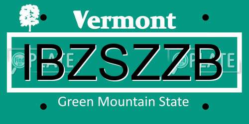 IBZSZZB Vermont License Plate