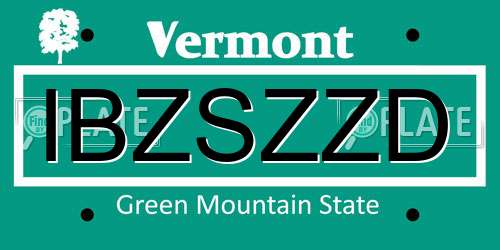 IBZSZZD Vermont License Plate