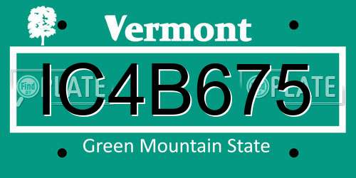IC4B675 Vermont License Plate