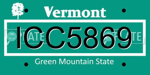 ICC5869 Vermont License Plate