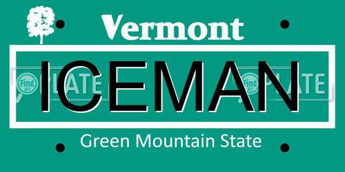 ICEMAN Vermont License Plate