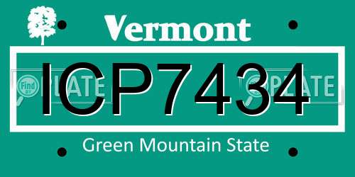 ICP7434 Vermont License Plate