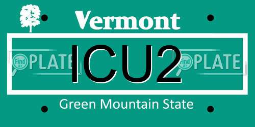 ICU2 Vermont License Plate