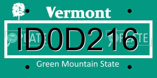 ID0D216 Vermont License Plate