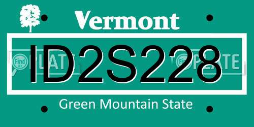 ID2S228 Vermont License Plate