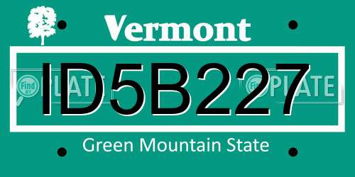 ID5B227 Vermont License Plate