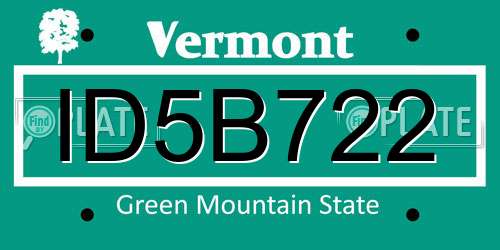 ID5B722 Vermont License Plate