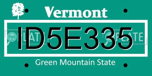 ID5E335 Vermont License Plate