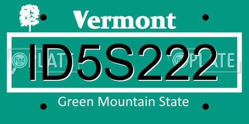 ID5S222 Vermont License Plate