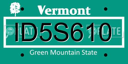 ID5S610 Vermont License Plate