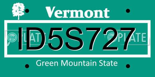 ID5S727 Vermont License Plate