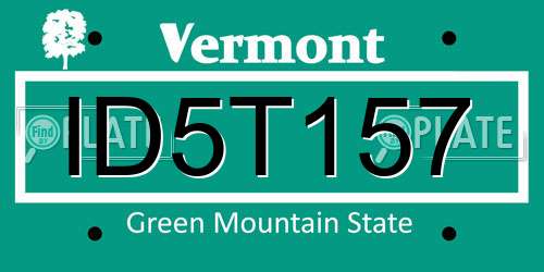 ID5T157 Vermont License Plate